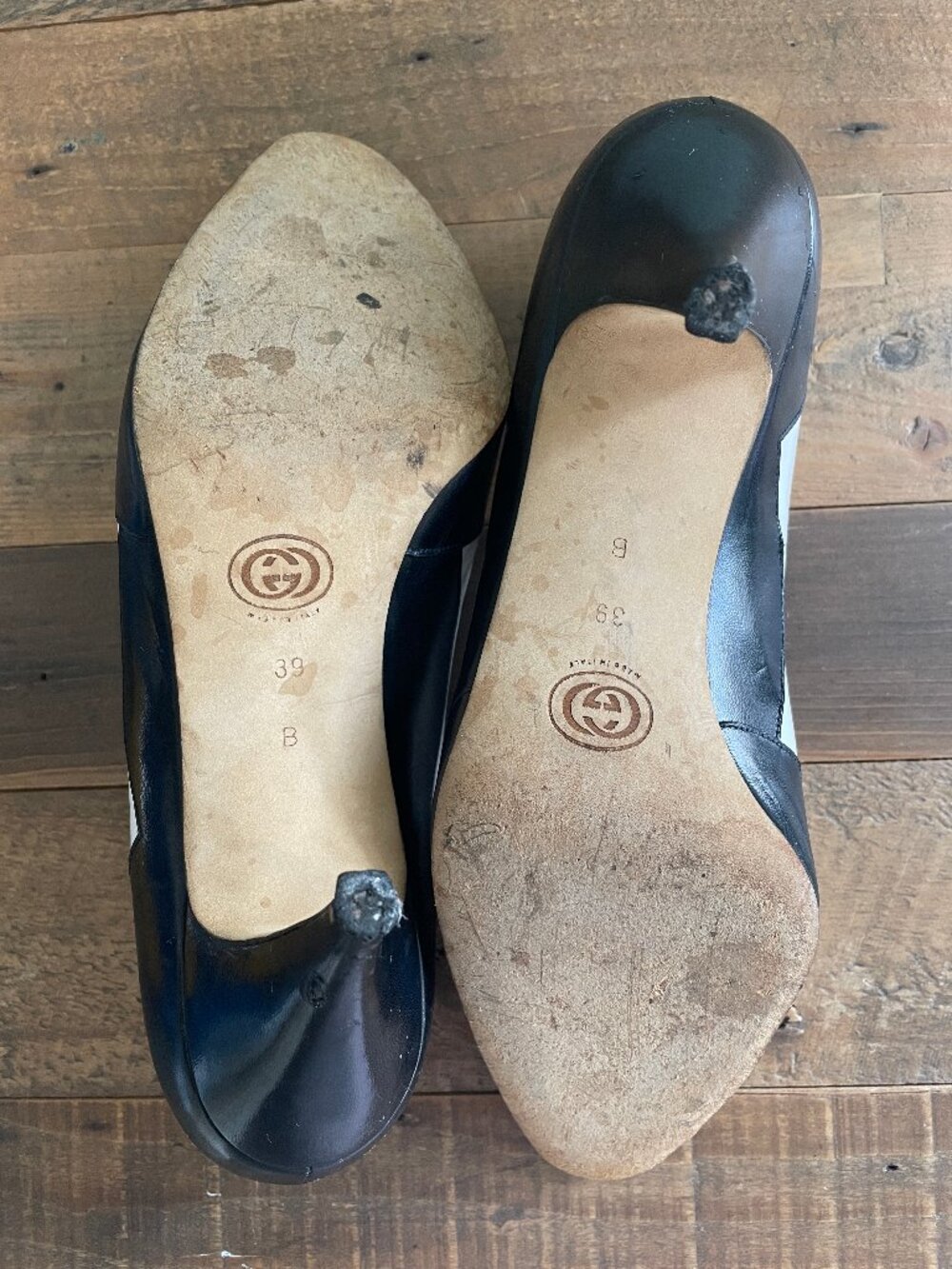 Vintage Gucci Black & White Two-Tone Leather Pumps | EU 39 / US 8.5 - Picture 5 of 5